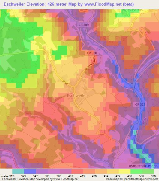 Eschweiler,Luxembourg Elevation Map