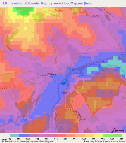 Ell,Luxembourg Elevation Map