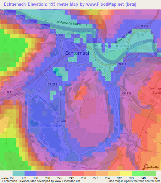 Echternach,Luxembourg Elevation Map