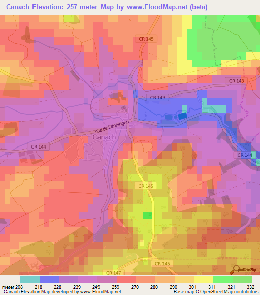 Canach,Luxembourg Elevation Map