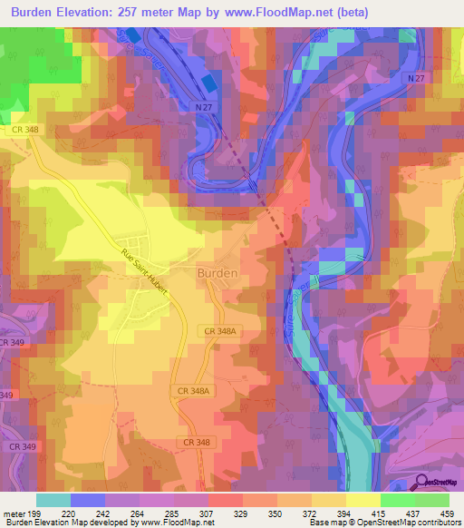 Burden,Luxembourg Elevation Map