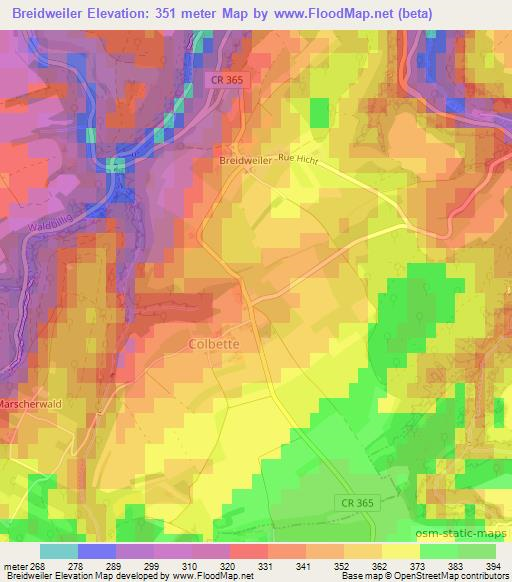 Breidweiler,Luxembourg Elevation Map