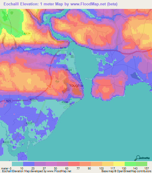 Eochaill,Ireland Elevation Map