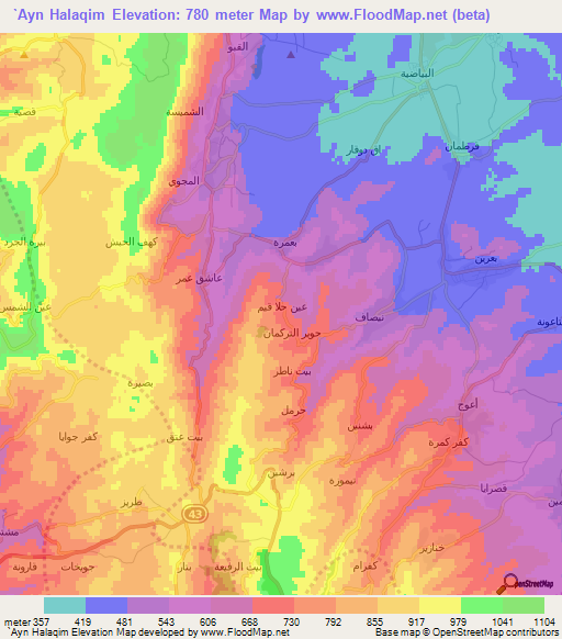 `Ayn Halaqim,Syria Elevation Map