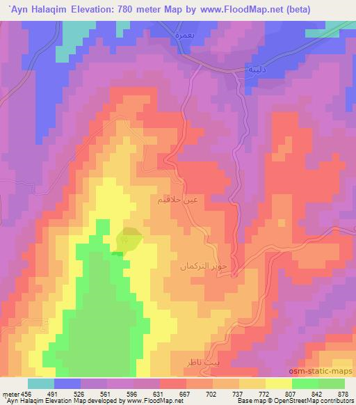 `Ayn Halaqim,Syria Elevation Map