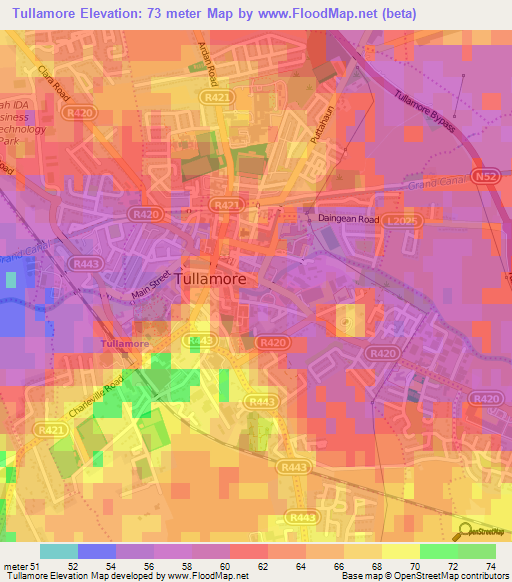 Tullamore,Ireland Elevation Map