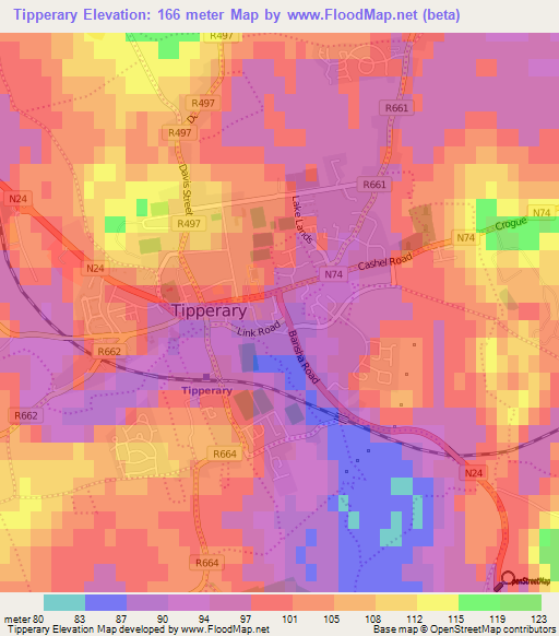 Tipperary,Ireland Elevation Map