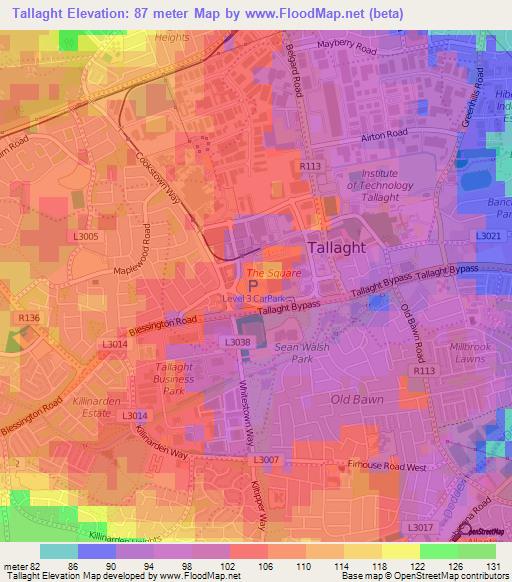 Tallaght,Ireland Elevation Map