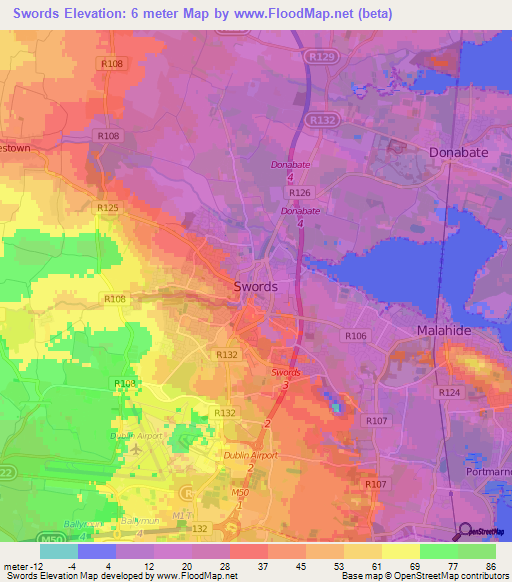 Swords,Ireland Elevation Map