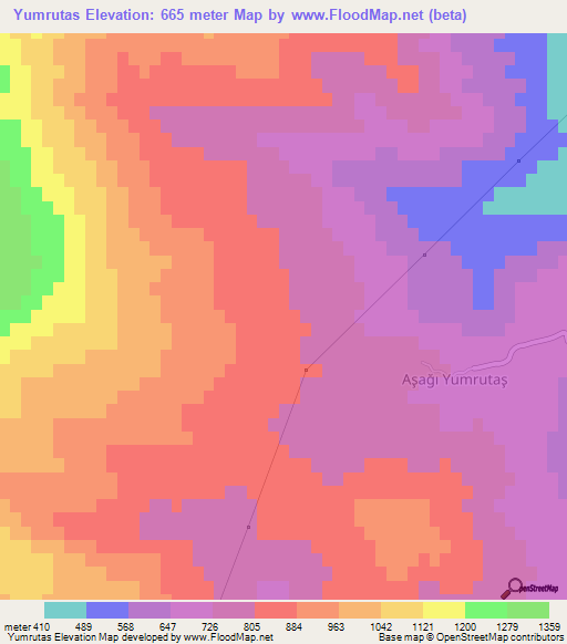 Yumrutas,Turkey Elevation Map