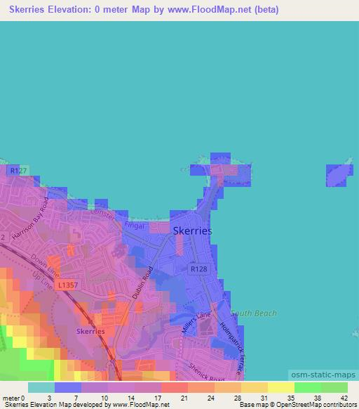 Skerries,Ireland Elevation Map