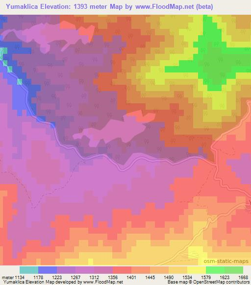 Yumaklica,Turkey Elevation Map