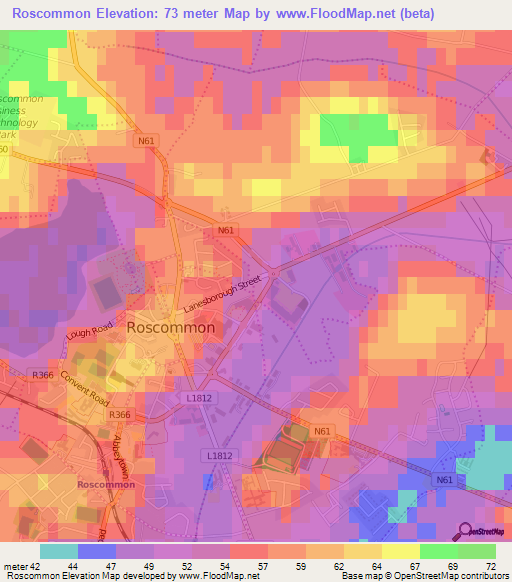 Roscommon,Ireland Elevation Map