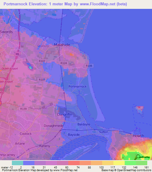 Portmarnock,Ireland Elevation Map