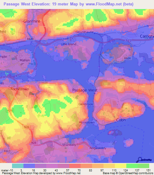 Passage West,Ireland Elevation Map