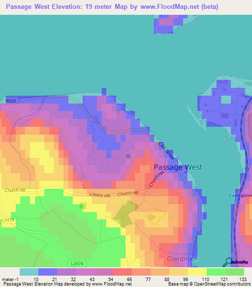 Passage West,Ireland Elevation Map