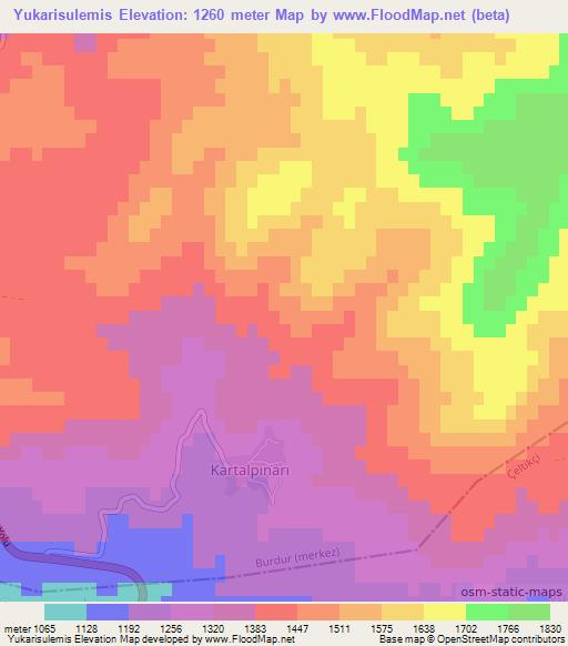 Yukarisulemis,Turkey Elevation Map