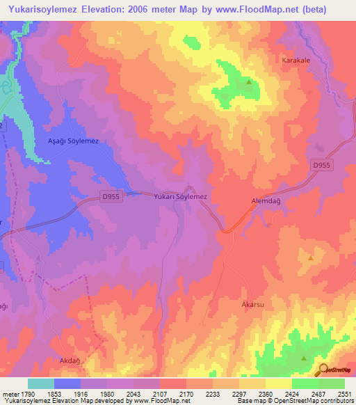Yukarisoylemez,Turkey Elevation Map