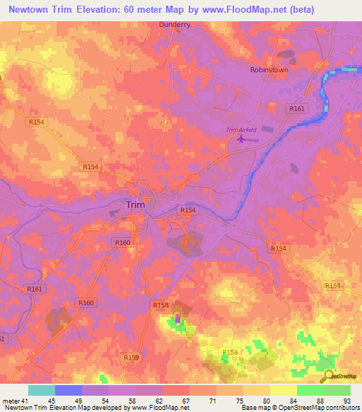 Elevation of Newtown Trim,Ireland Elevation Map, Topography, Contour