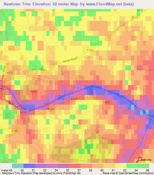 Elevation of Newtown Trim,Ireland Elevation Map, Topography, Contour