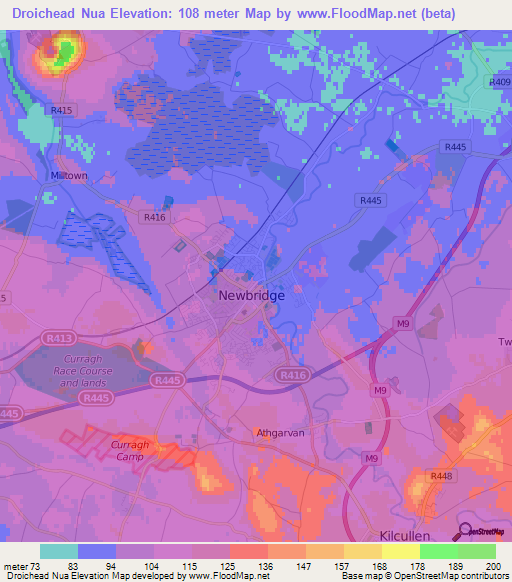 Droichead Nua,Ireland Elevation Map