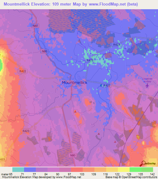 Mountmellick,Ireland Elevation Map