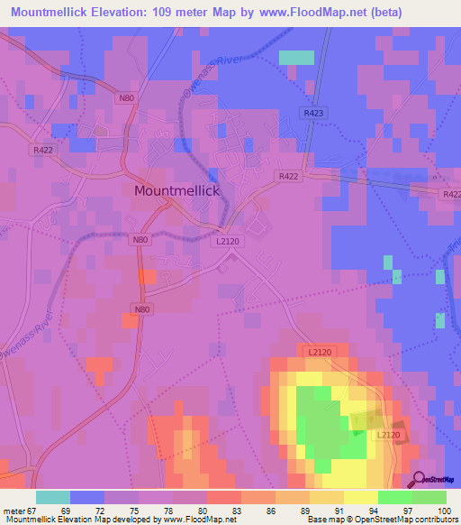 Mountmellick,Ireland Elevation Map