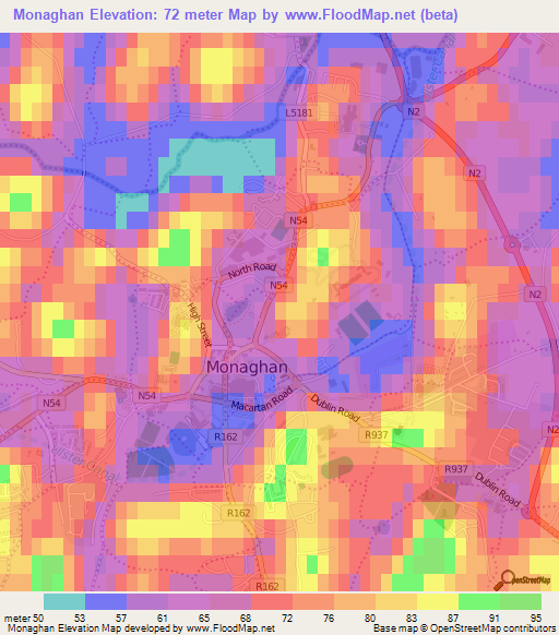 Monaghan,Ireland Elevation Map