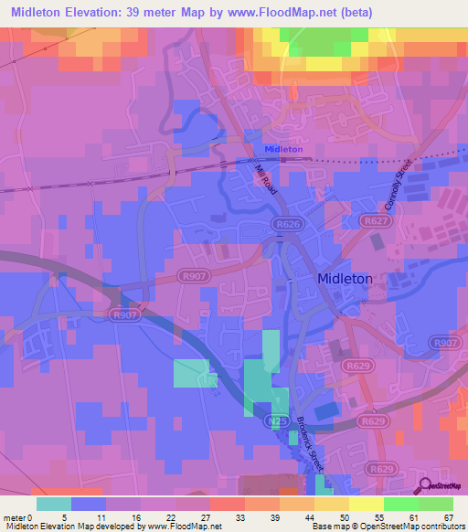 Midleton,Ireland Elevation Map