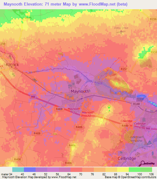 Maynooth,Ireland Elevation Map