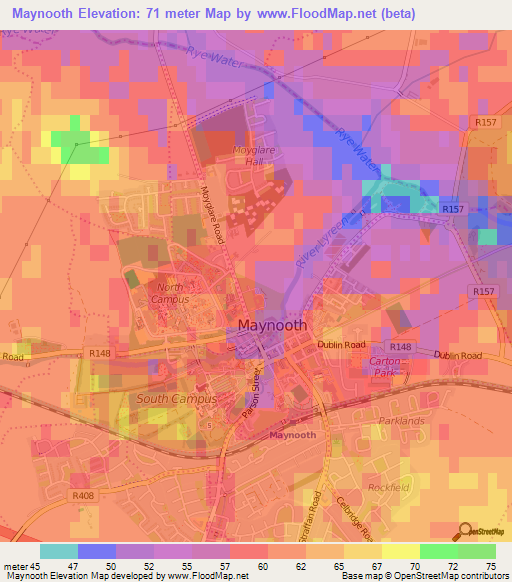 Maynooth,Ireland Elevation Map
