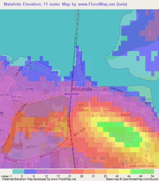Malahide,Ireland Elevation Map