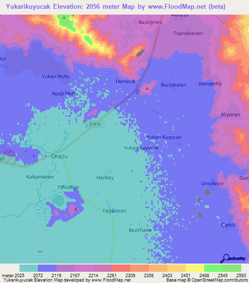 Yukarikuyucak,Turkey Elevation Map