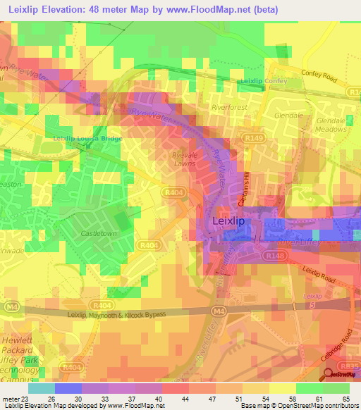 Leixlip,Ireland Elevation Map