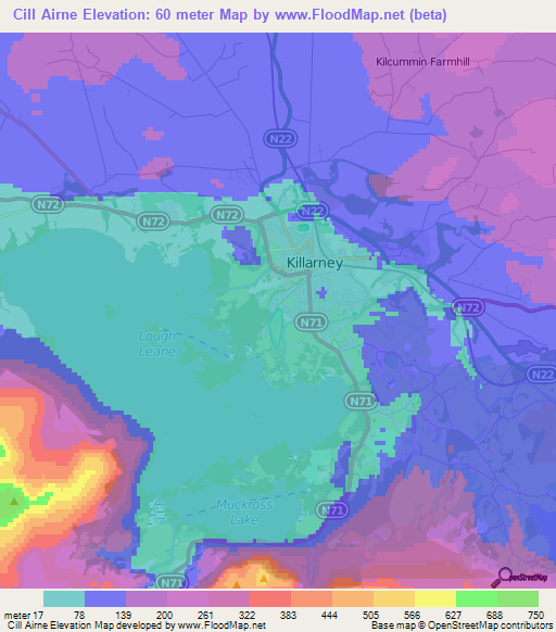 Cill Airne,Ireland Elevation Map