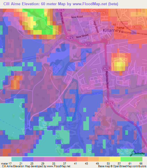 Cill Airne,Ireland Elevation Map