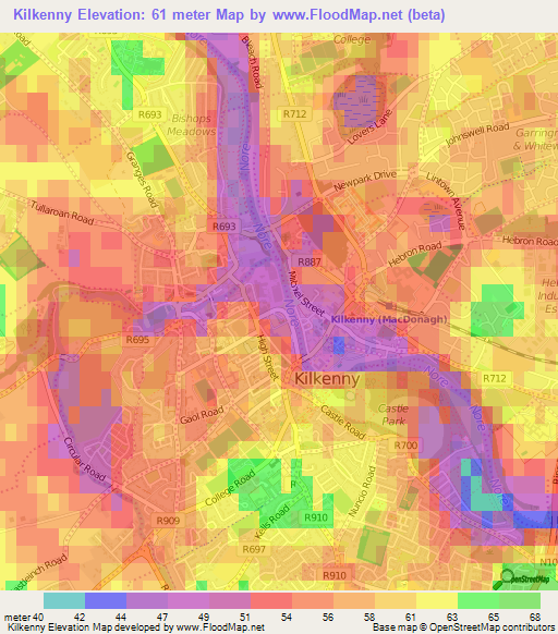Kilkenny,Ireland Elevation Map