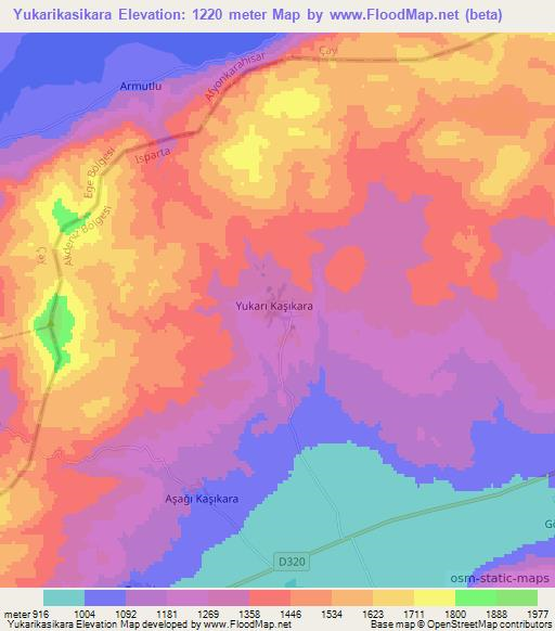 Yukarikasikara,Turkey Elevation Map
