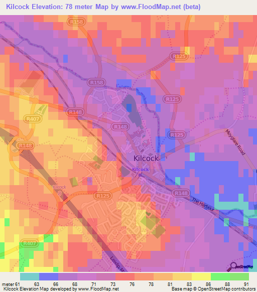 Kilcock,Ireland Elevation Map