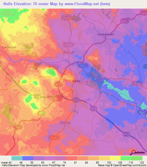 Kells,Ireland Elevation Map