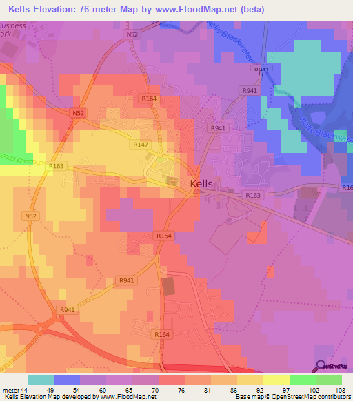 Kells,Ireland Elevation Map