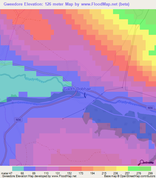 Gweedore,Ireland Elevation Map