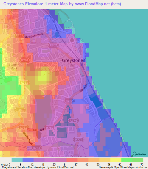 Greystones,Ireland Elevation Map