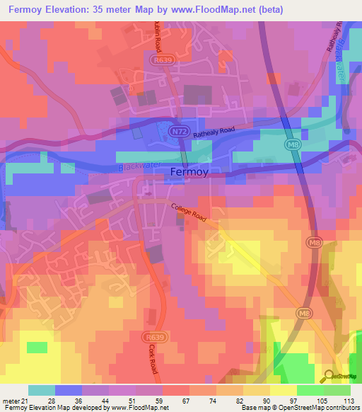 Fermoy,Ireland Elevation Map