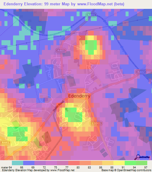 Edenderry,Ireland Elevation Map