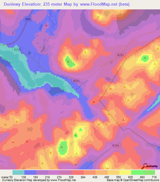 Dunlewy,Ireland Elevation Map