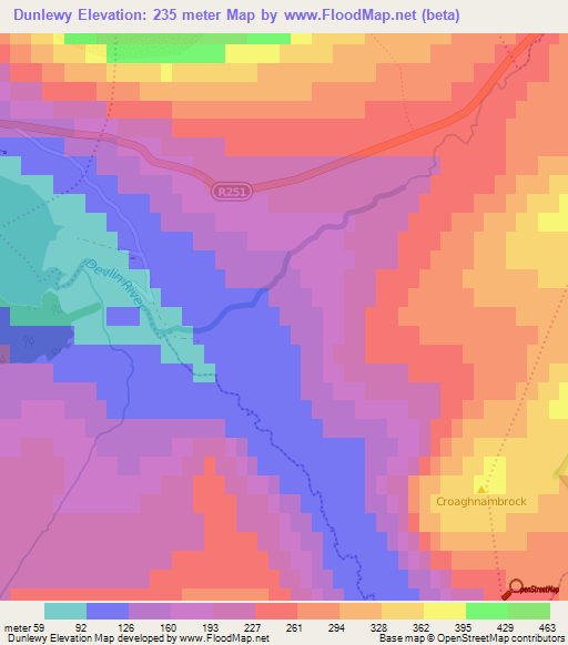 Dunlewy,Ireland Elevation Map