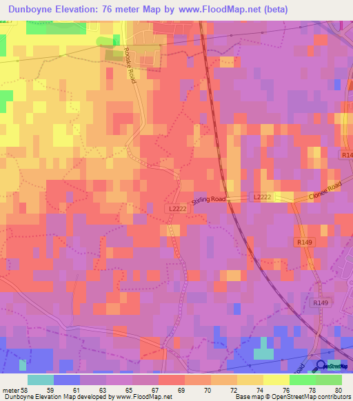 Dunboyne,Ireland Elevation Map