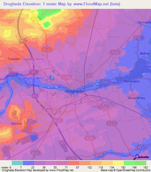 Drogheda,Ireland Elevation Map