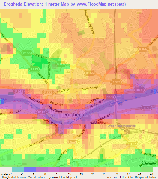 Drogheda,Ireland Elevation Map